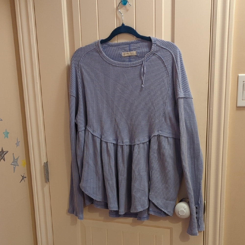 Free People Waffle Knit Long Sleeve Top Sz. M